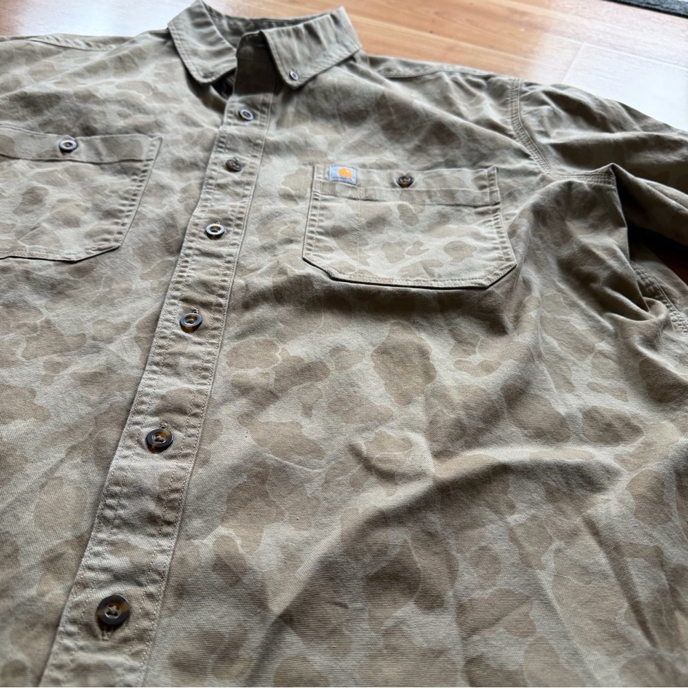 Carhartt men’s Rugged Flex short sleeve camo button down shirt XLT summer style - Picture 6 of 13